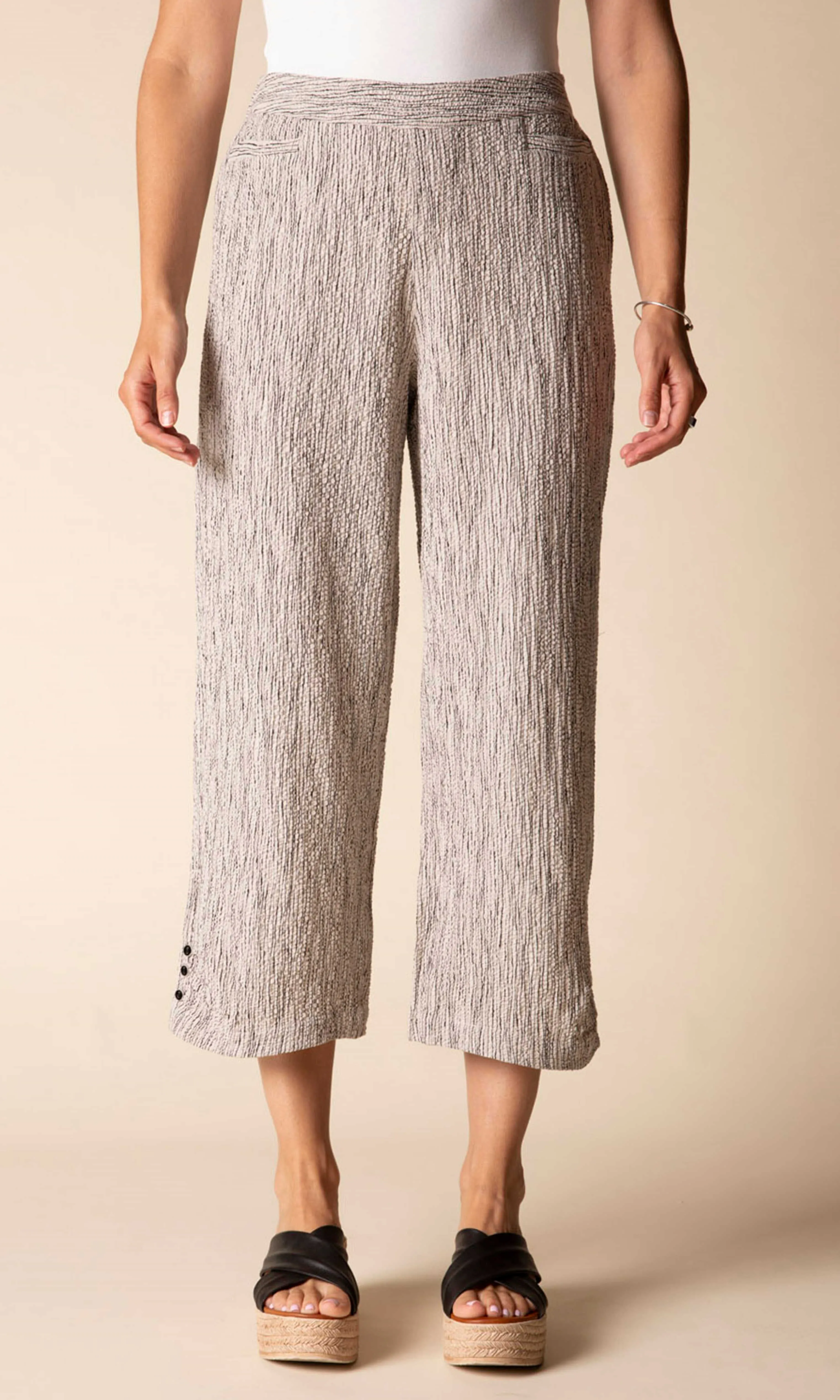 Textured Straight-Leg Cropped Pants with Stretch sold by Revolution Boutique