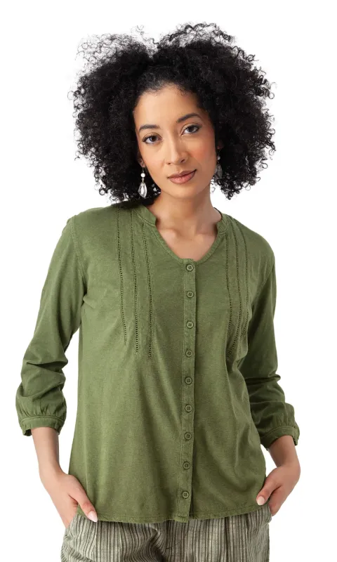 Organic Cotton Hemp Button-Front Blouse made by Aventura