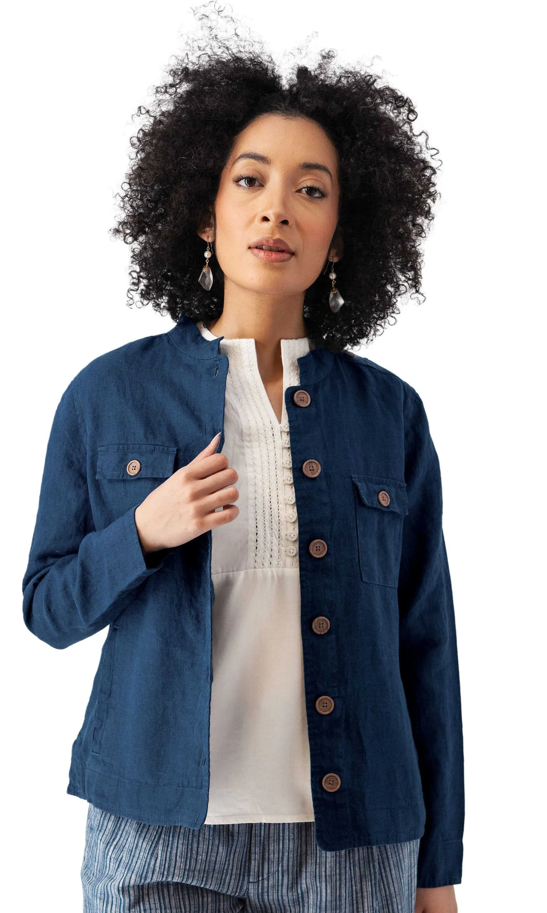 Linen Button Front Utility Jacket sold by Revolution Boutique product image thumbnail 2