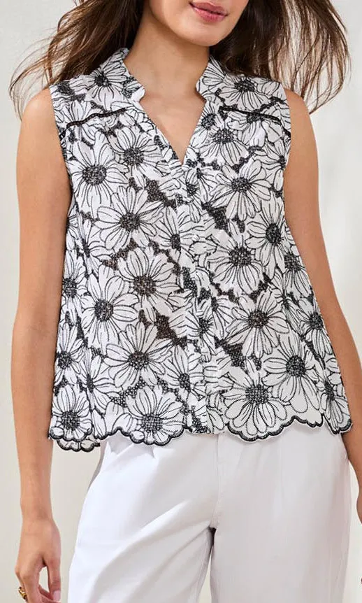Cotton Floral Embroidered Sleeveless Blouse sold by Revolution Boutique