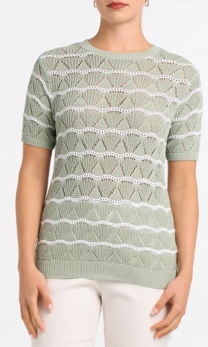 Pointelle Stripe Knit Top sold by Revolution Boutique