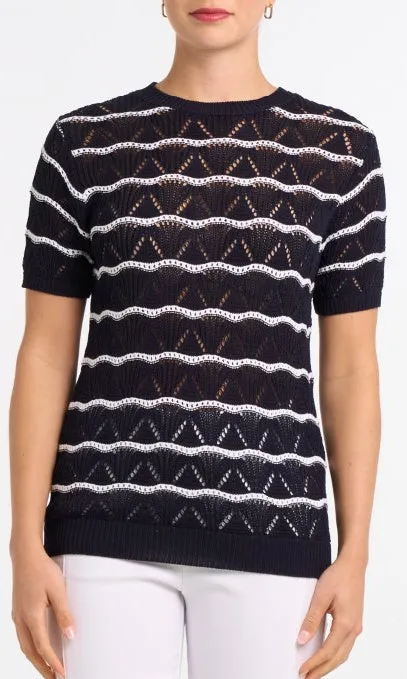 Pointelle Stripe Knit Top sold by Revolution Boutique product image thumbnail 2