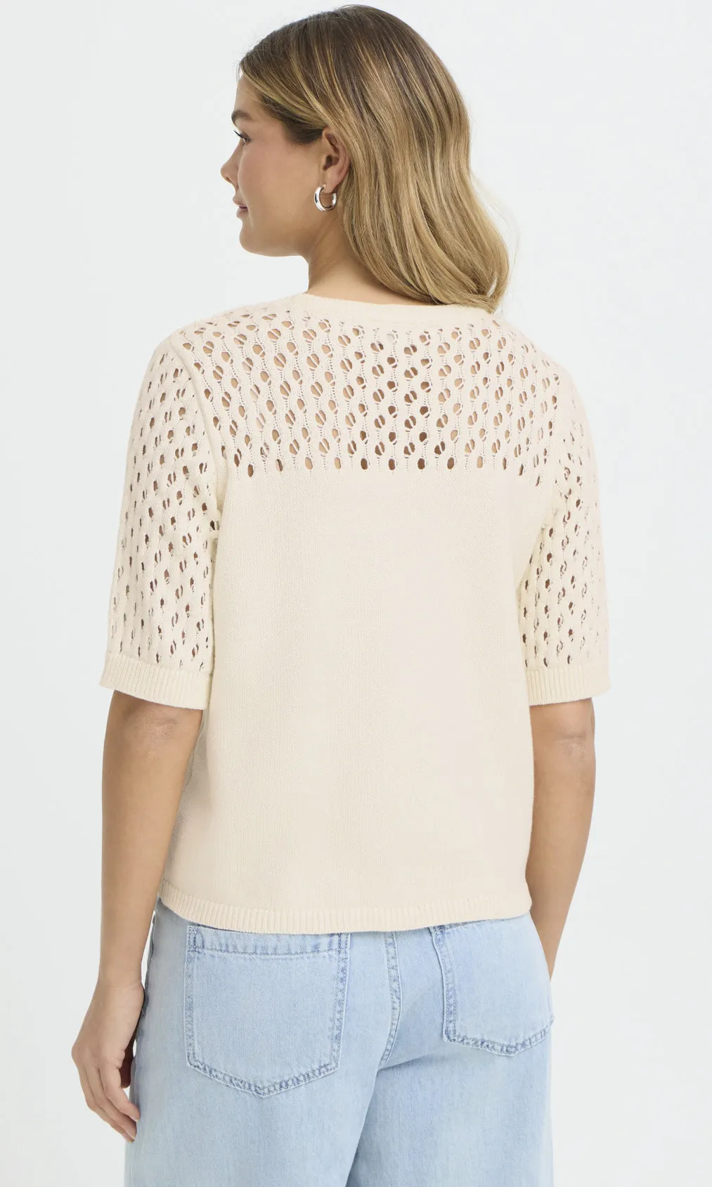 Pointelle Sleeve Cotton Blend Sweater sold by Revolution Boutique product image thumbnail 2