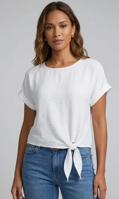 Tie Front Textured Blouse made by Bali