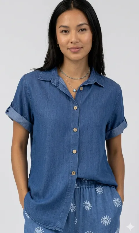 Relaxed Tencel Button Front Shirt made by Revolution Boutique