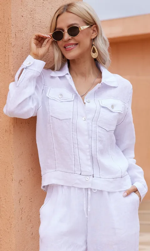 Modern Linen Utility Jacket made by Revolution Boutique