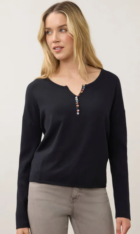 Multi-Button Henley Knit Sweater made by Revolution Boutique