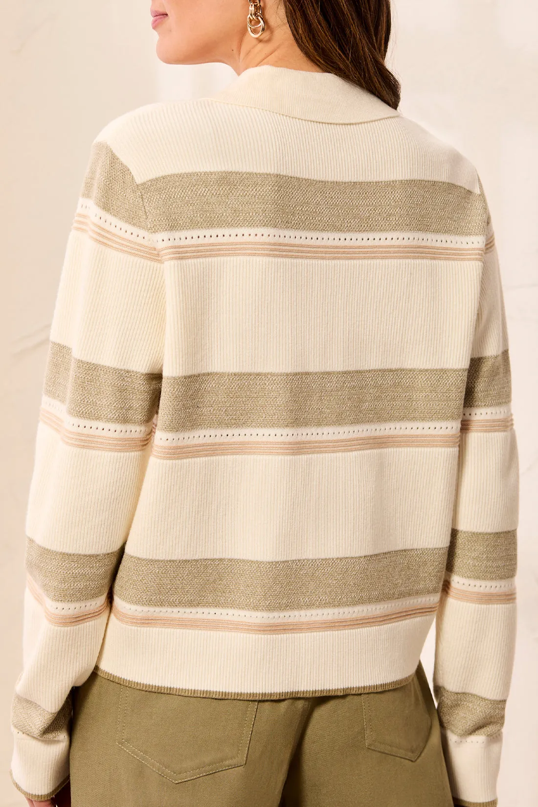 Stripe Collared Knit Cardigan sold by Revolution Boutique product image thumbnail 2