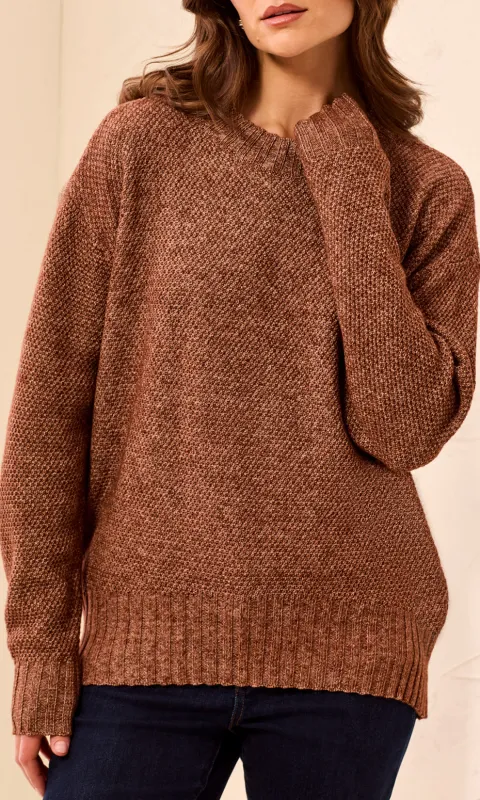 Textured Crew Neck Knit Sweater made by Tribal