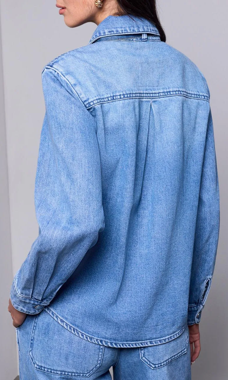 Bow Tie Denim Shirt sold by Revolution Boutique product image thumbnail 2