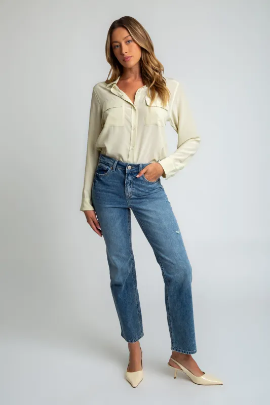 Payton High Rise Straight Jean - Timeless Blue sold by Rewash