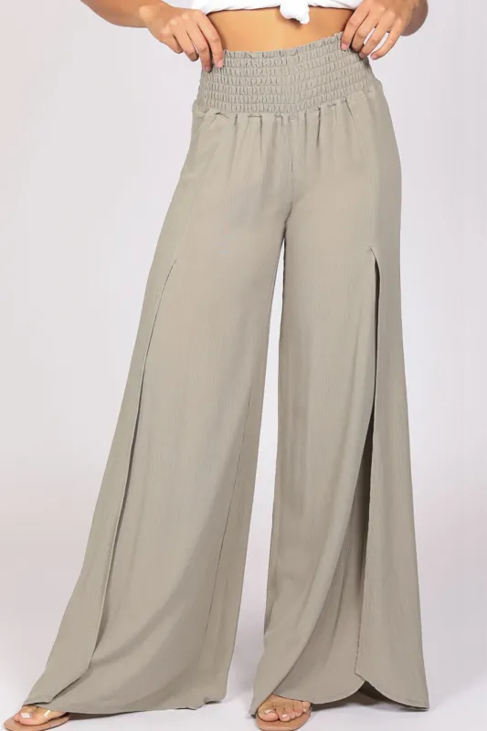 Smocked Wrap Wide Leg - Sage sold by Rewash