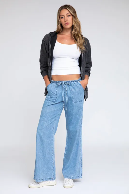 Low Rise Flare Pants - Medium Indigo made by Rewash
