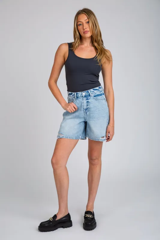 A-Line Bermuda Short - Medium Blue made by Rewash