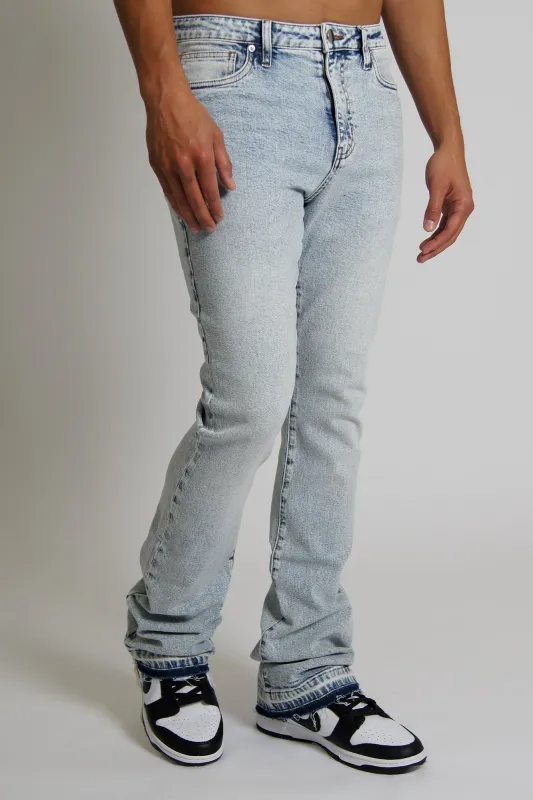 RWSH Stacked Slim Flare Jeans - Bleached Blue sold by Rewash