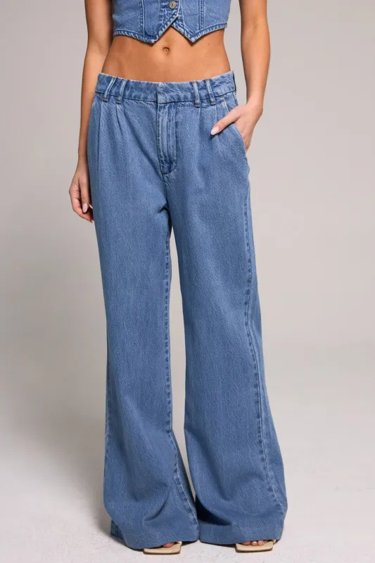 Wide Leg Trouser Jeans - Medium Blue sold by Rewash