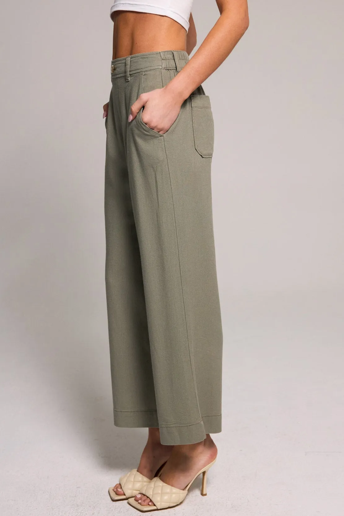 Wide Leg Crop Pant - Dusty Sage sold by Rewash product image thumbnail 2