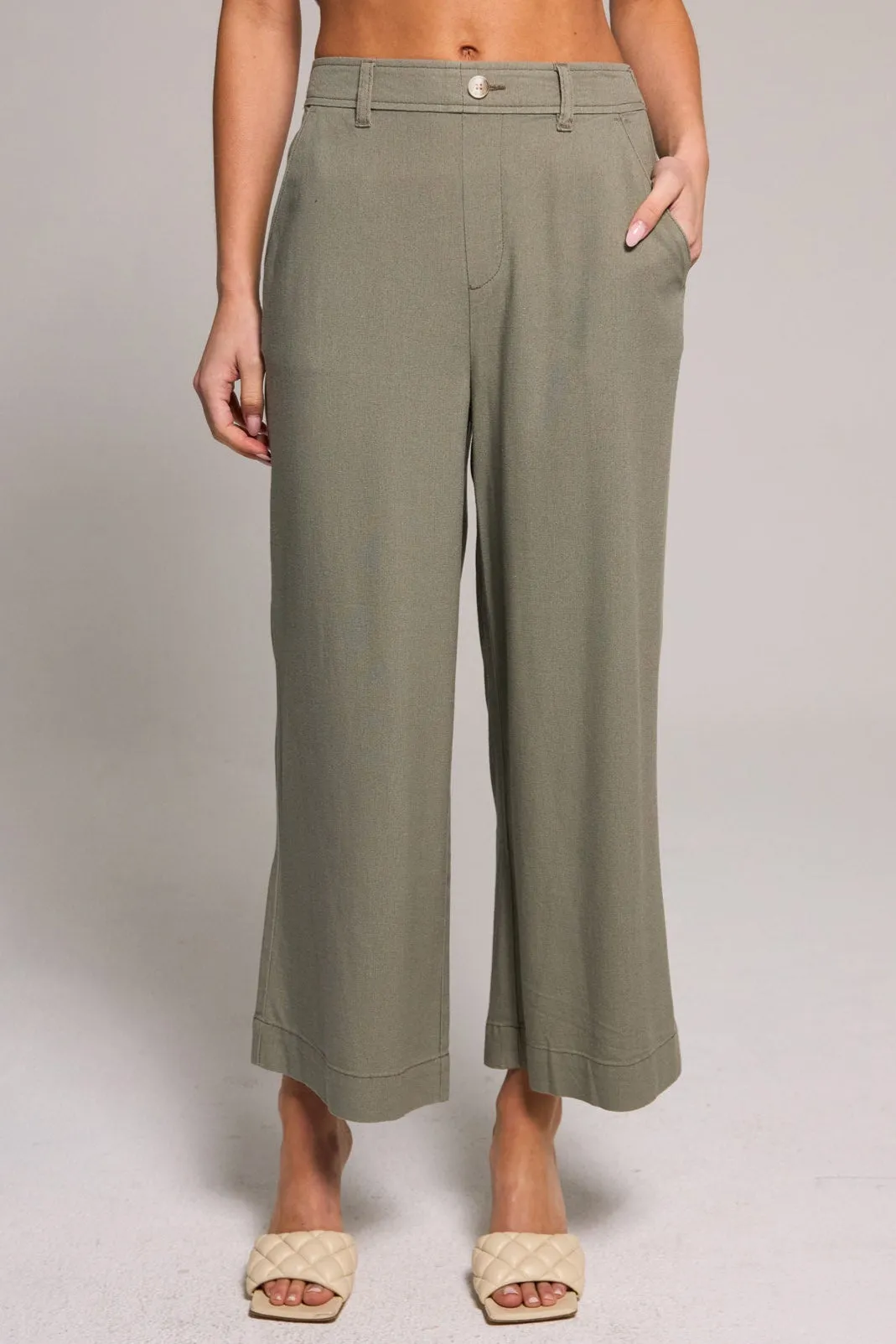 Wide Leg Crop Pant - Dusty Sage sold by Rewash