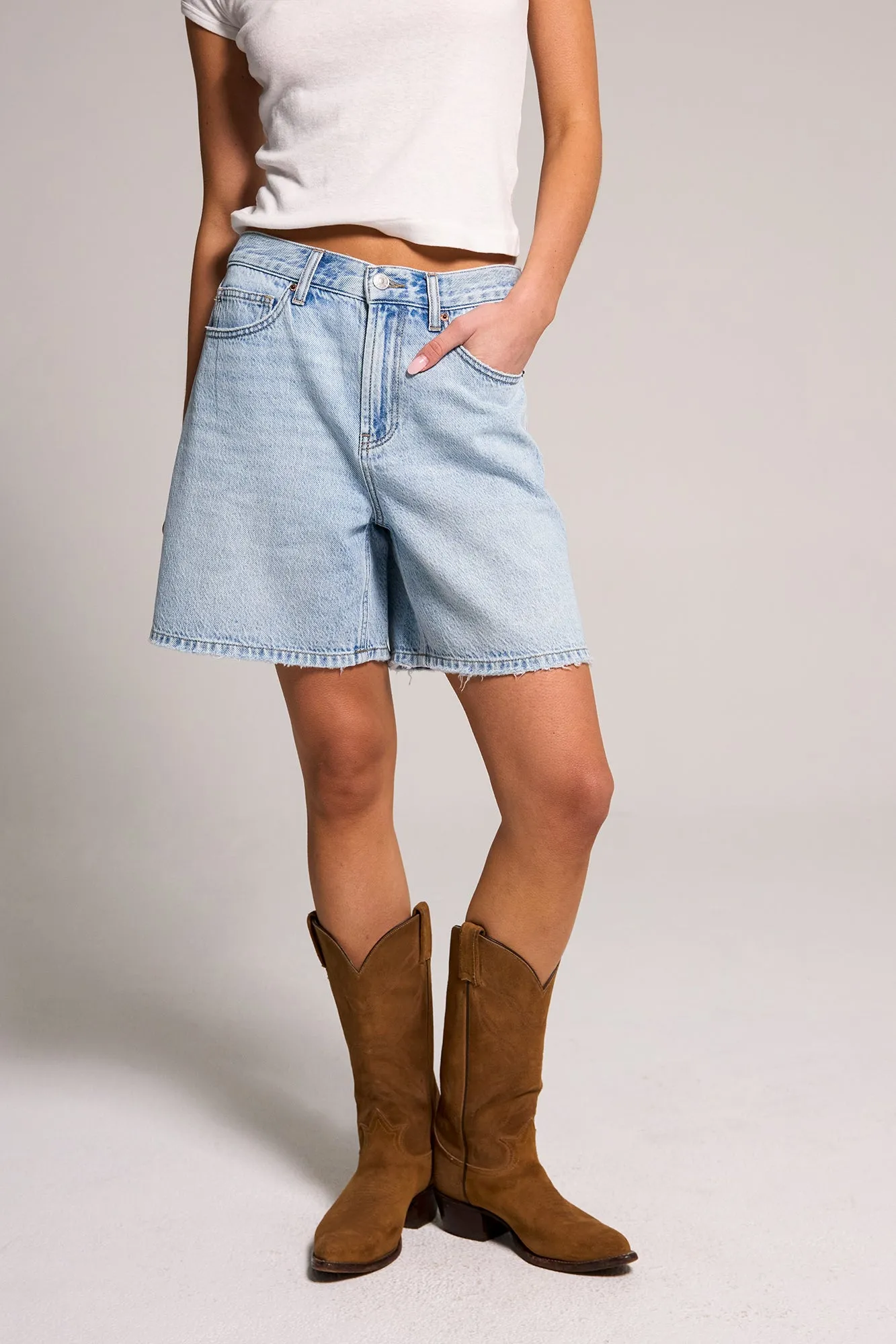 A-Line Bermuda Short - Light Indigo sold by Rewash