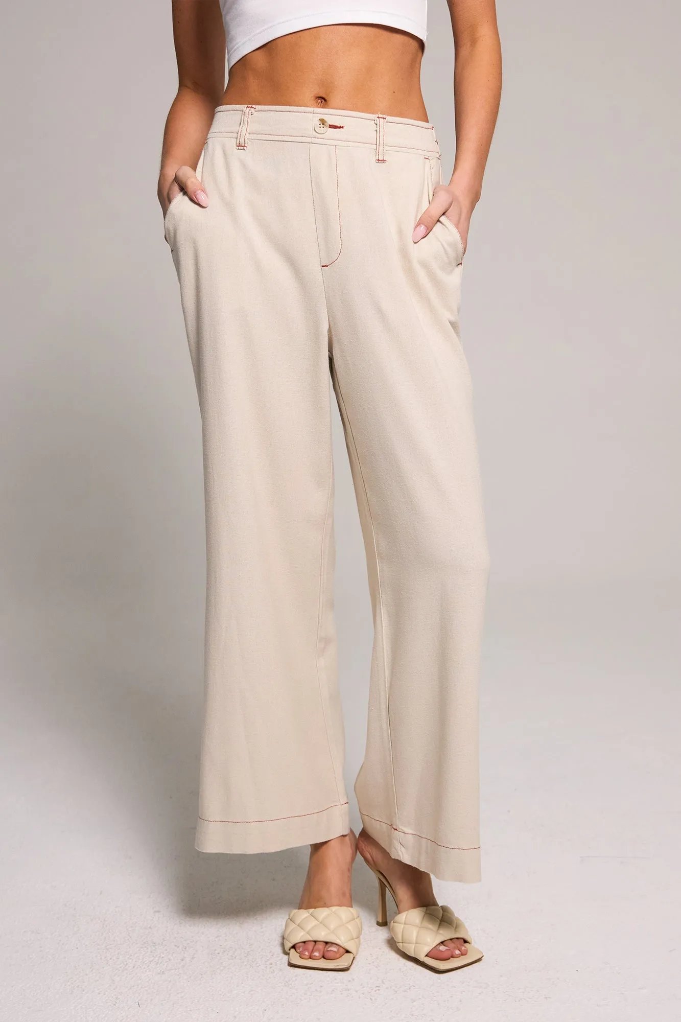 Wide Leg Crop Pant - Light Sand sold by Rewash product image thumbnail 3