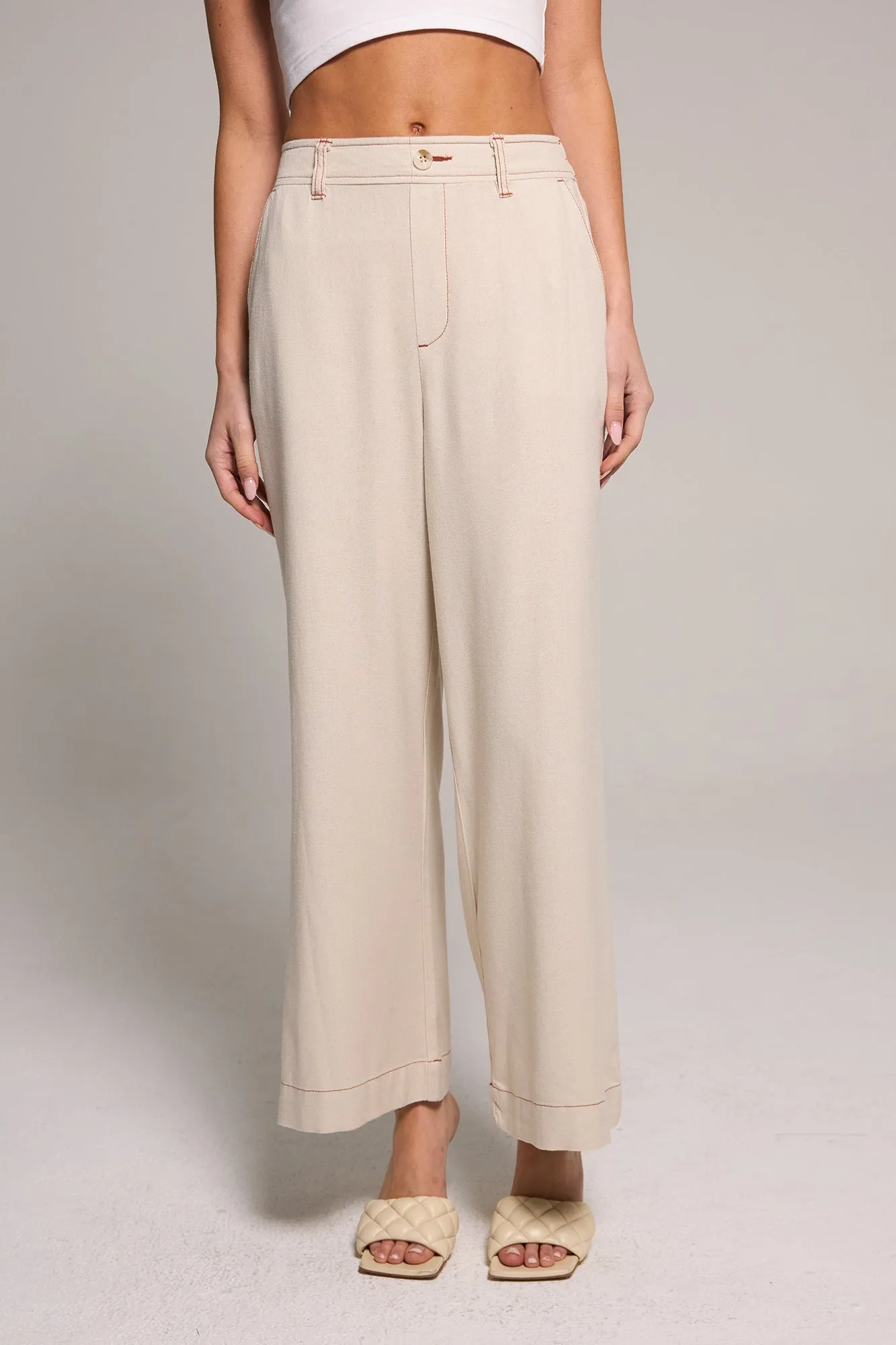 Wide Leg Crop Pant - Light Sand sold by Rewash product image thumbnail 4