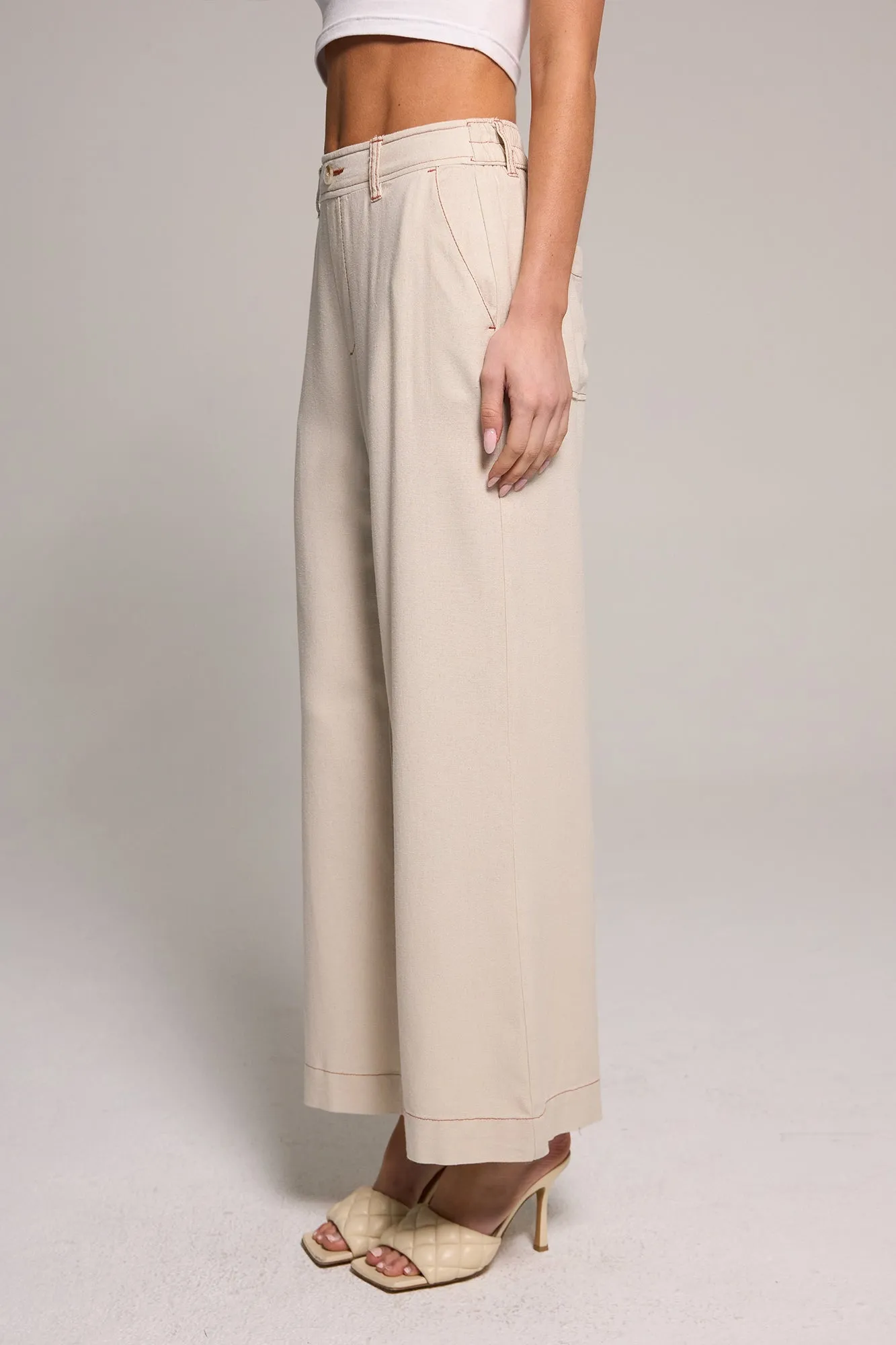 Wide Leg Crop Pant - Light Sand sold by Rewash product image thumbnail 5