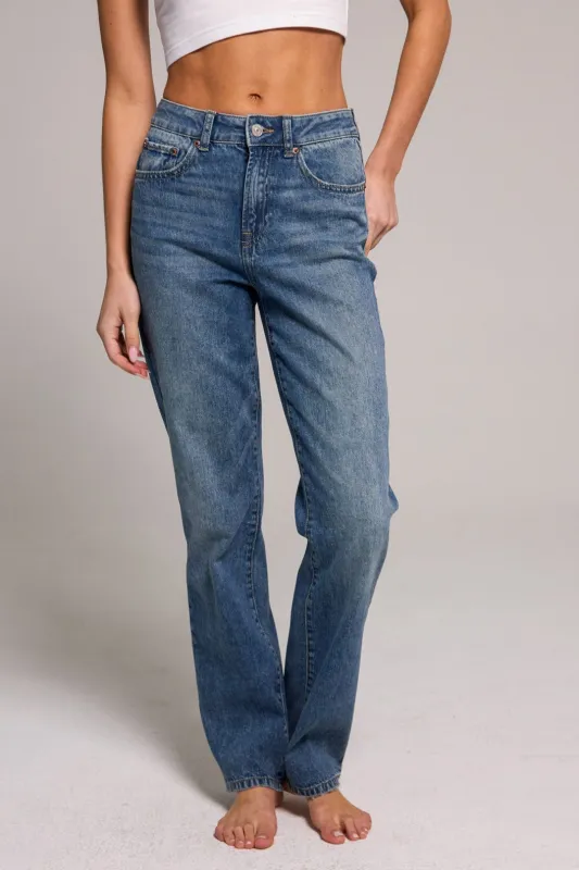 Stella High Rise 90's Straight Jeans - Dark Blue Carbon sold by Rewash