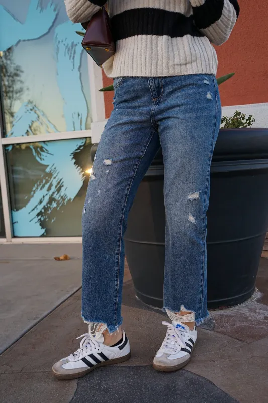 High Rise Kick Bell Crop Jeans - Blue Black Vintage made by Rewash