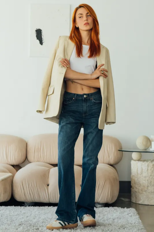 High Rise Bootcut Jeans - Vintage Dark Blue sold by Rewash