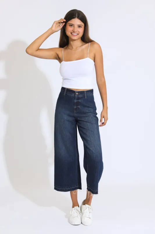 Marina Wide Leg Crop Pants - Vintage Indigo made by Rewash