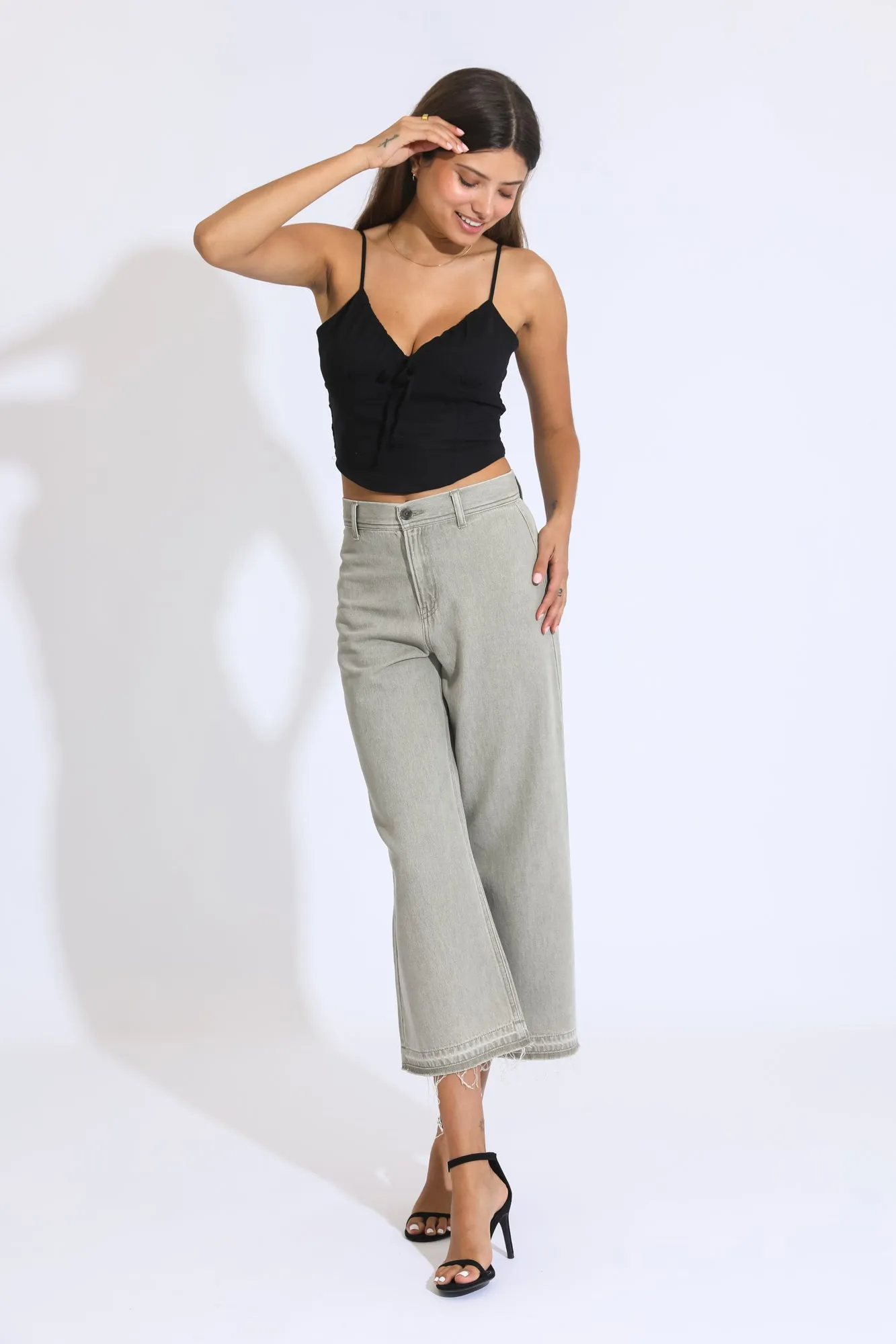 Marina Wide Leg Crop Pants - Dusty Sage sold by Rewash product image thumbnail 4
