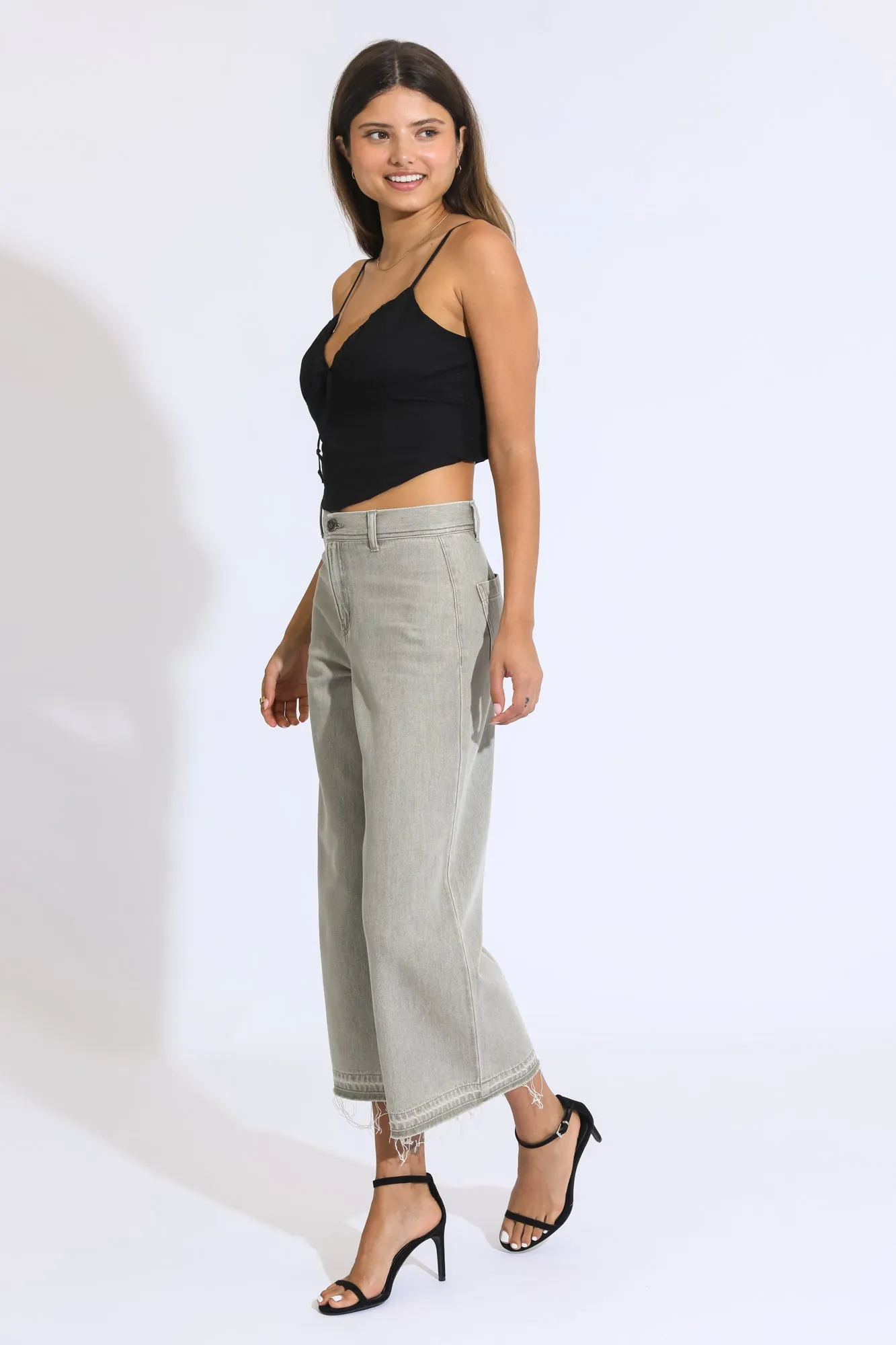 Marina Wide Leg Crop Pants - Dusty Sage sold by Rewash product image thumbnail 5