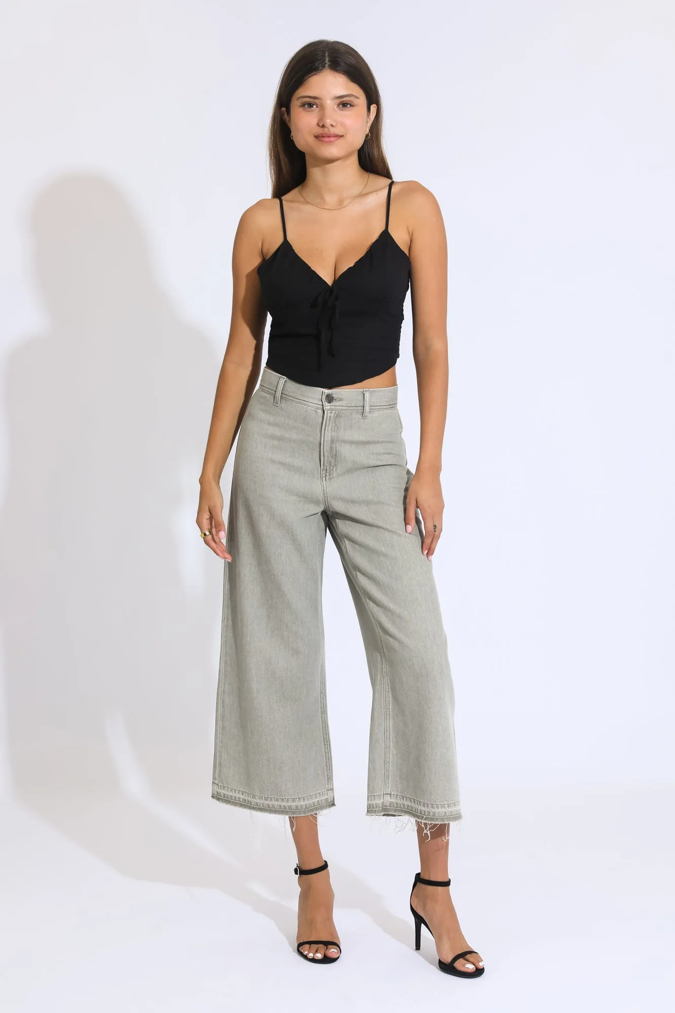 Marina Wide Leg Crop Pants - Dusty Sage sold by Rewash