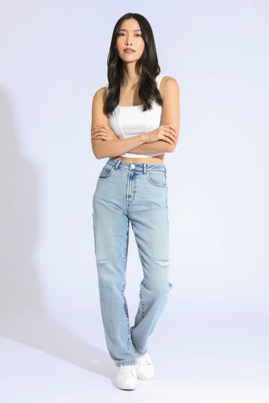 Stella High Rise 90's Straight Jeans - Light Indigo sold by Rewash