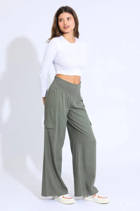 Boardwalk Wide Leg with Cargo Pockets - Hunter Green made by Rewash