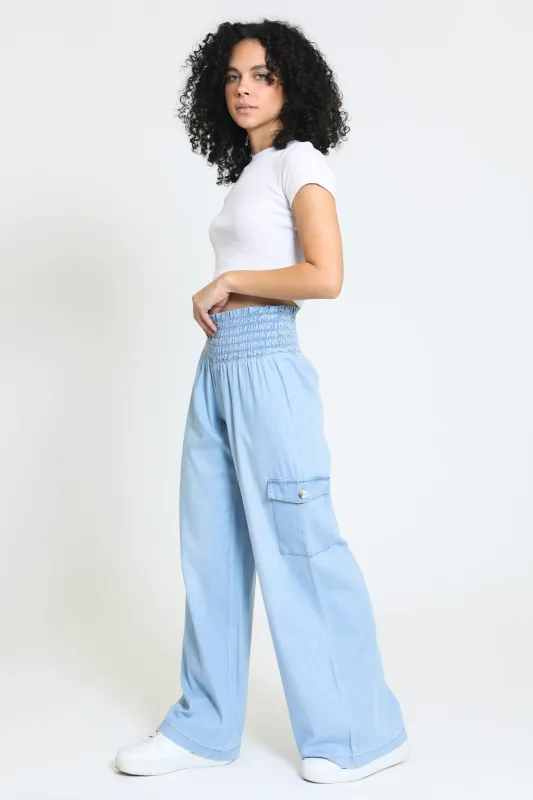 Boardwalk Wide Leg with Cargo Pockets - Light Indigo made by Rewash