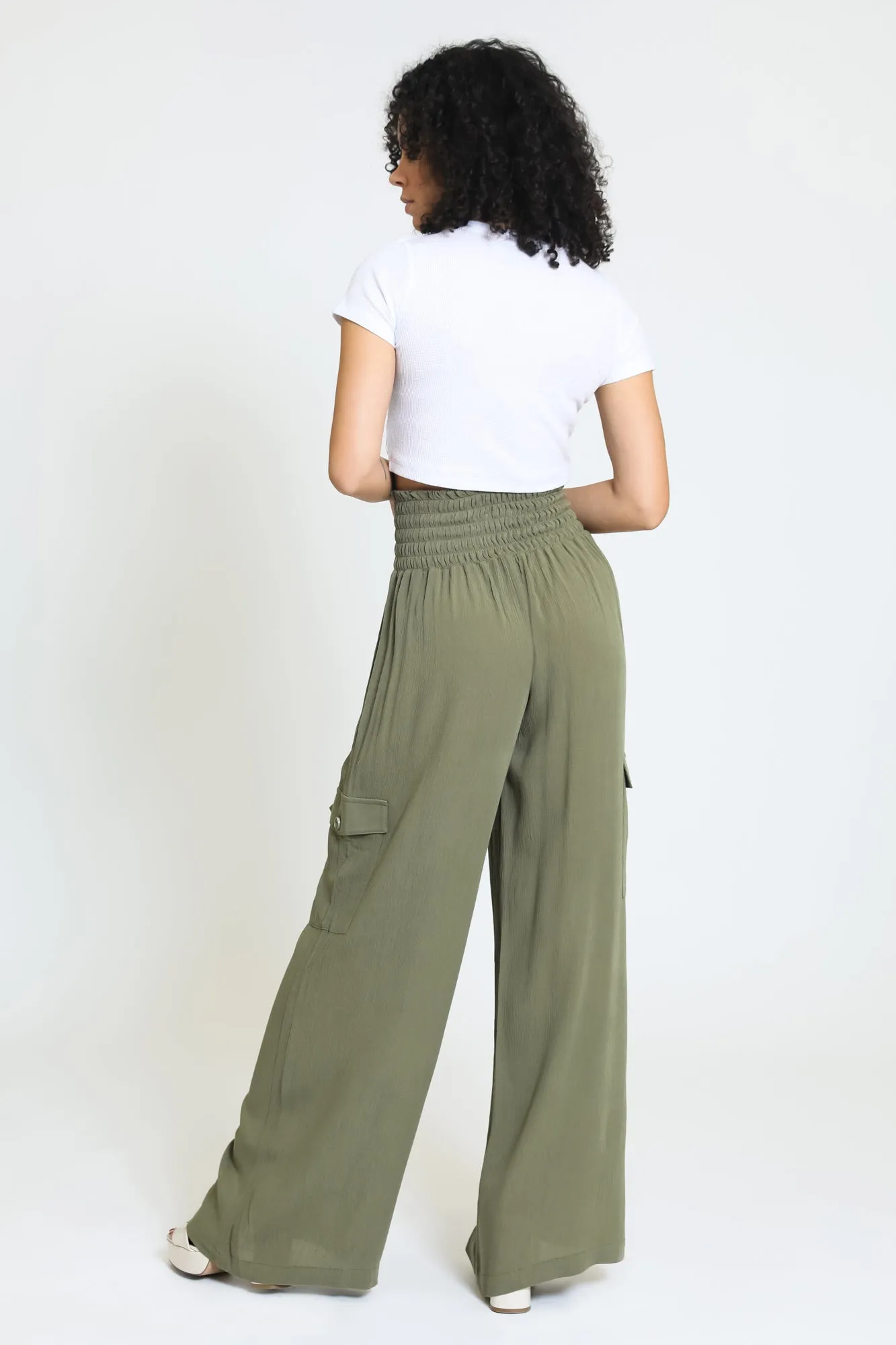 Boardwalk Wide Leg with Cargo Pockets - Sage sold by Rewash product image thumbnail 4