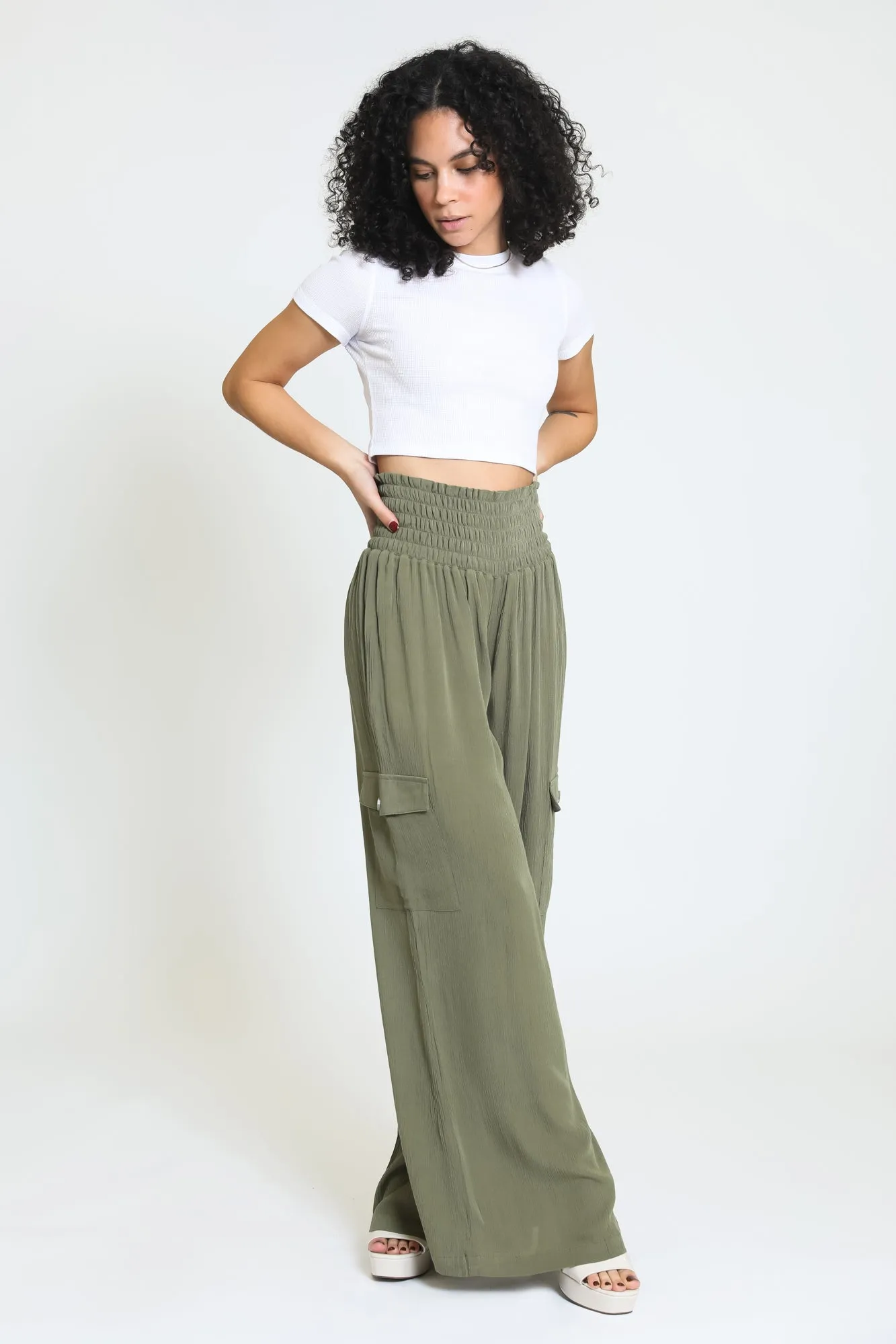 Boardwalk Wide Leg with Cargo Pockets - Sage sold by Rewash product image thumbnail 3