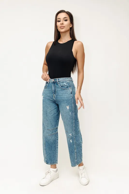 Slim Barrel Jeans - Medium Indigo made by Rewash