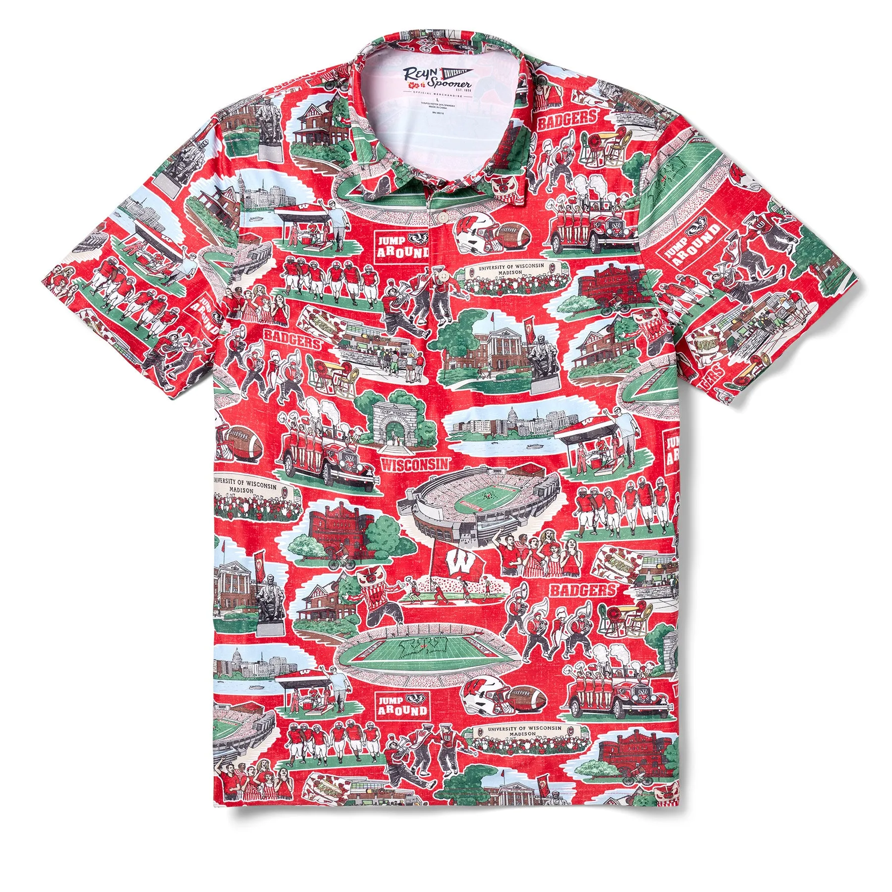 UNIVERSITY OF WISCONSIN SCENIC PERFORMANCE POLO sold by Reyn Spooner