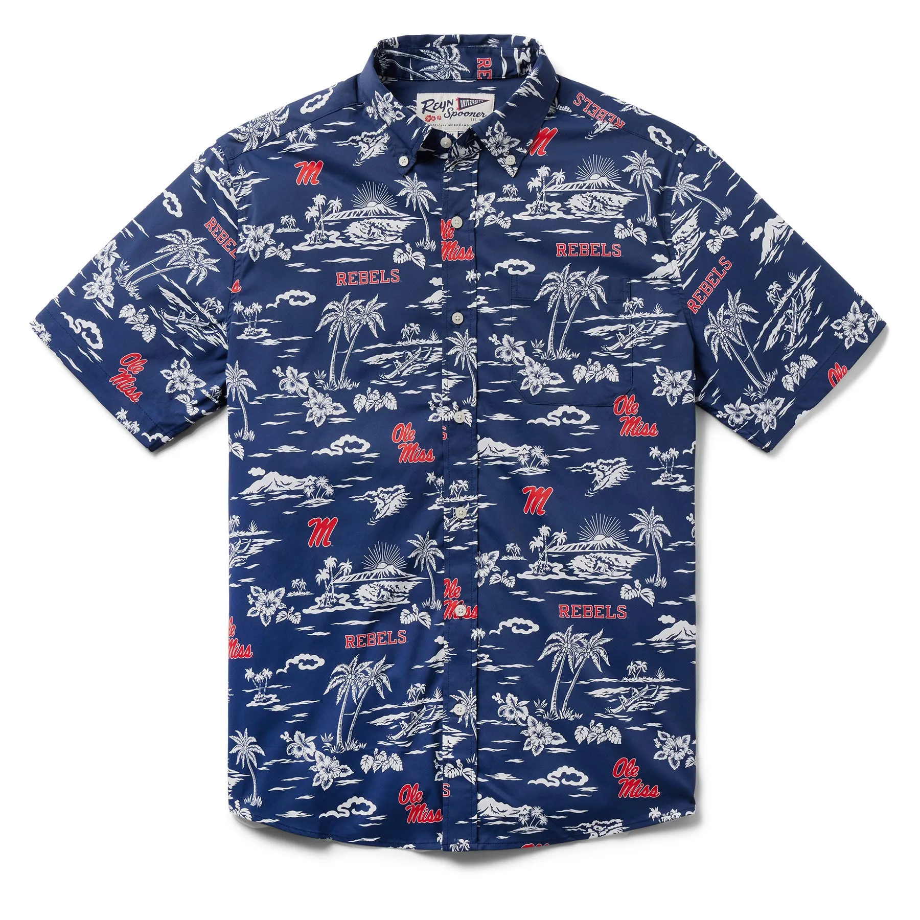 UNIVERSITY OF MISSISSIPPI KEKAI PERFORMANCE BUTTON FRONT sold by Reyn Spooner