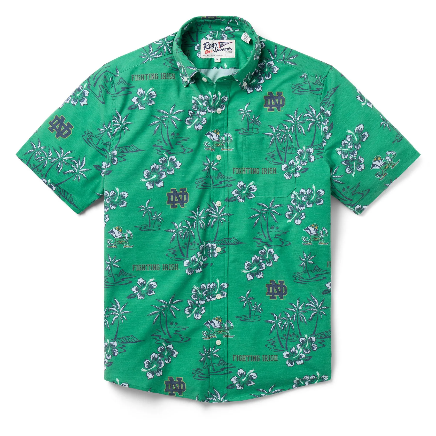 UNIVERSITY OF NOTRE DAME KEKAI PERFORMANCE BUTTON FRONT sold by Reyn Spooner