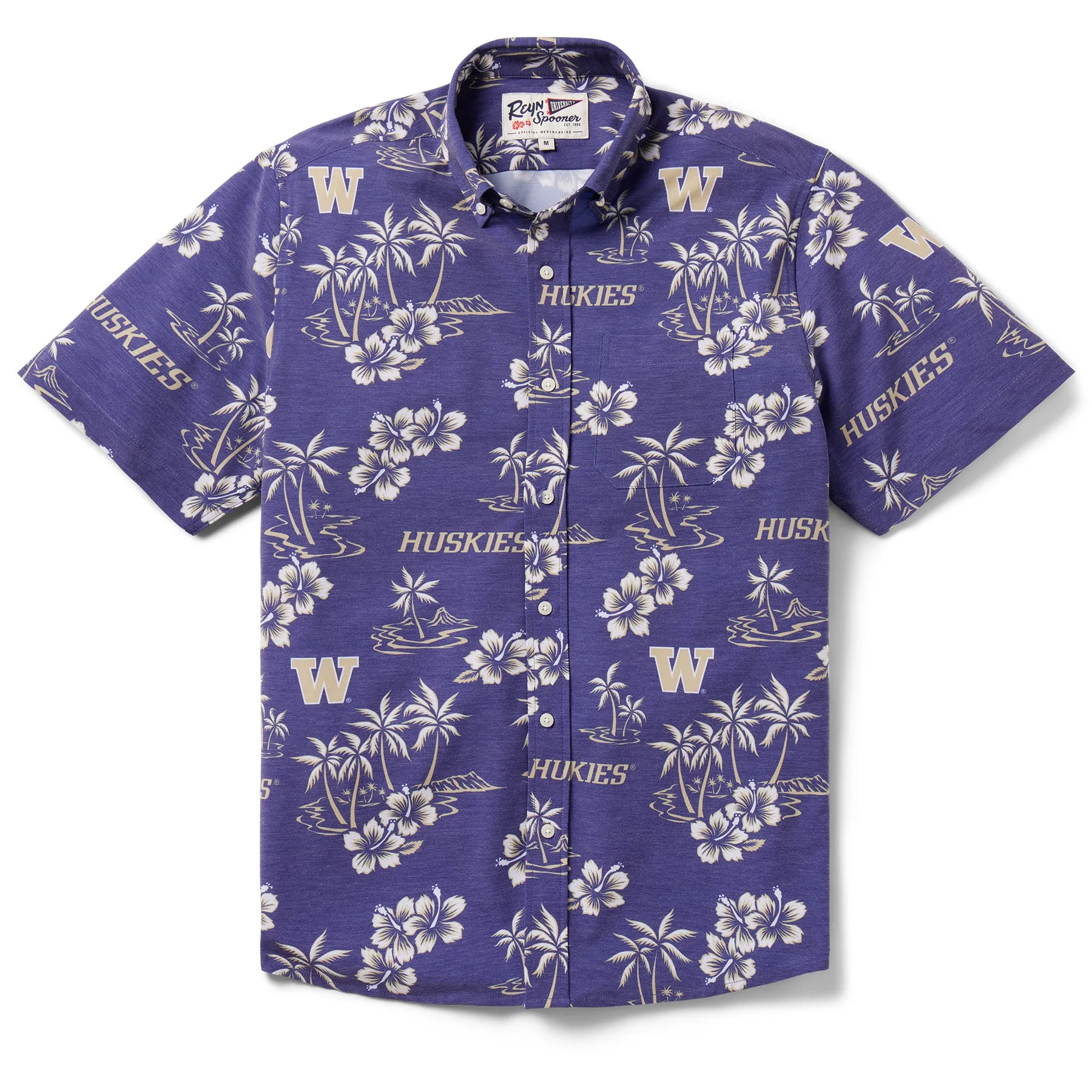 UNIVERSITY OF WASHINGTON GAME DAY PERFORMANCE BUTTON FRONT sold by Reyn Spooner