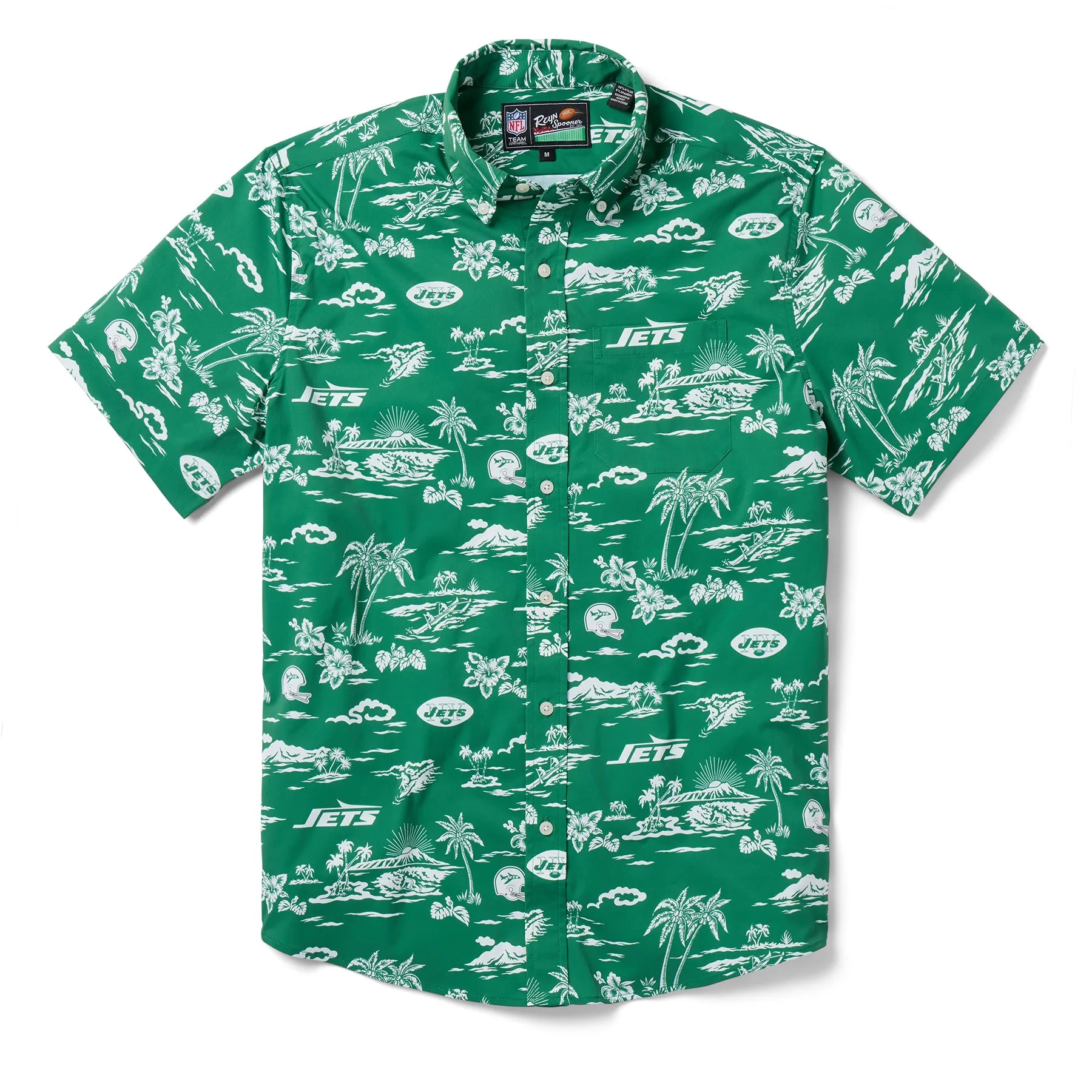 NEW YORK JETS THROWBACK PERFORMANCE BUTTON FRONT sold by Reyn Spooner