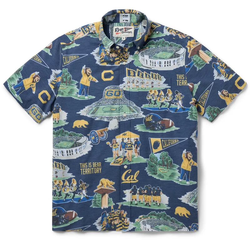 UNIVERSITY OF CALIFORNIA BERKELEY SCENIC PERFORMANCE BUTTON FRONT sold by Reyn Spooner