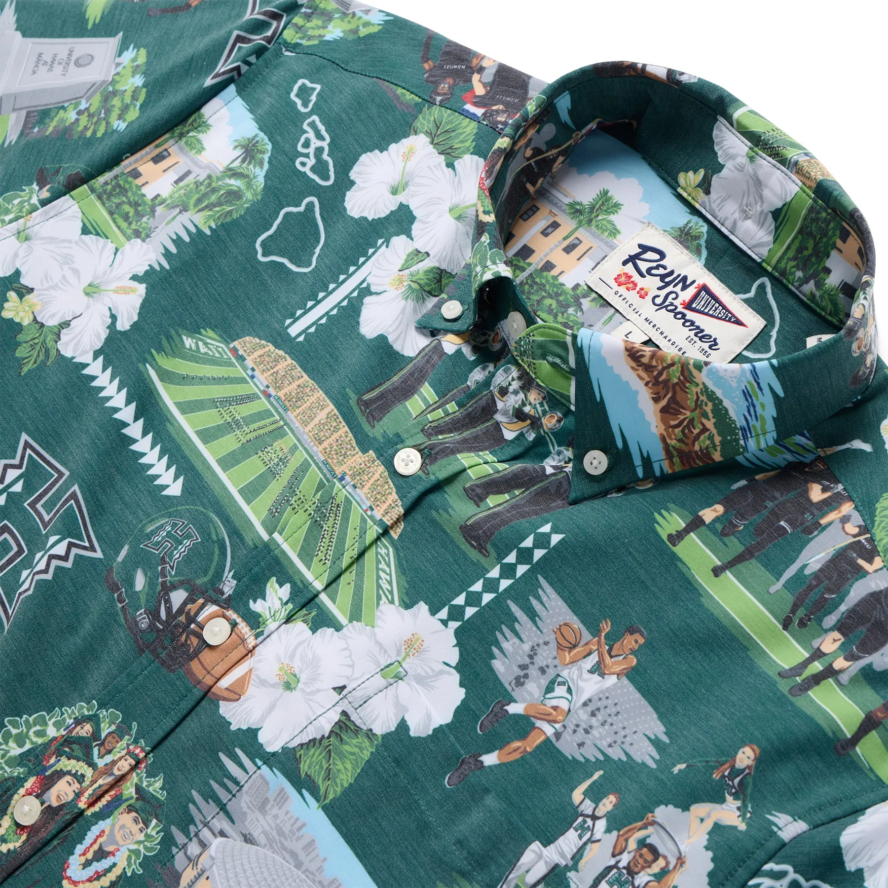 UNIVERSITY OF HAWAI'I SCENIC PERFORMANCE BUTTON FRONT sold by Reyn Spooner product image thumbnail 2