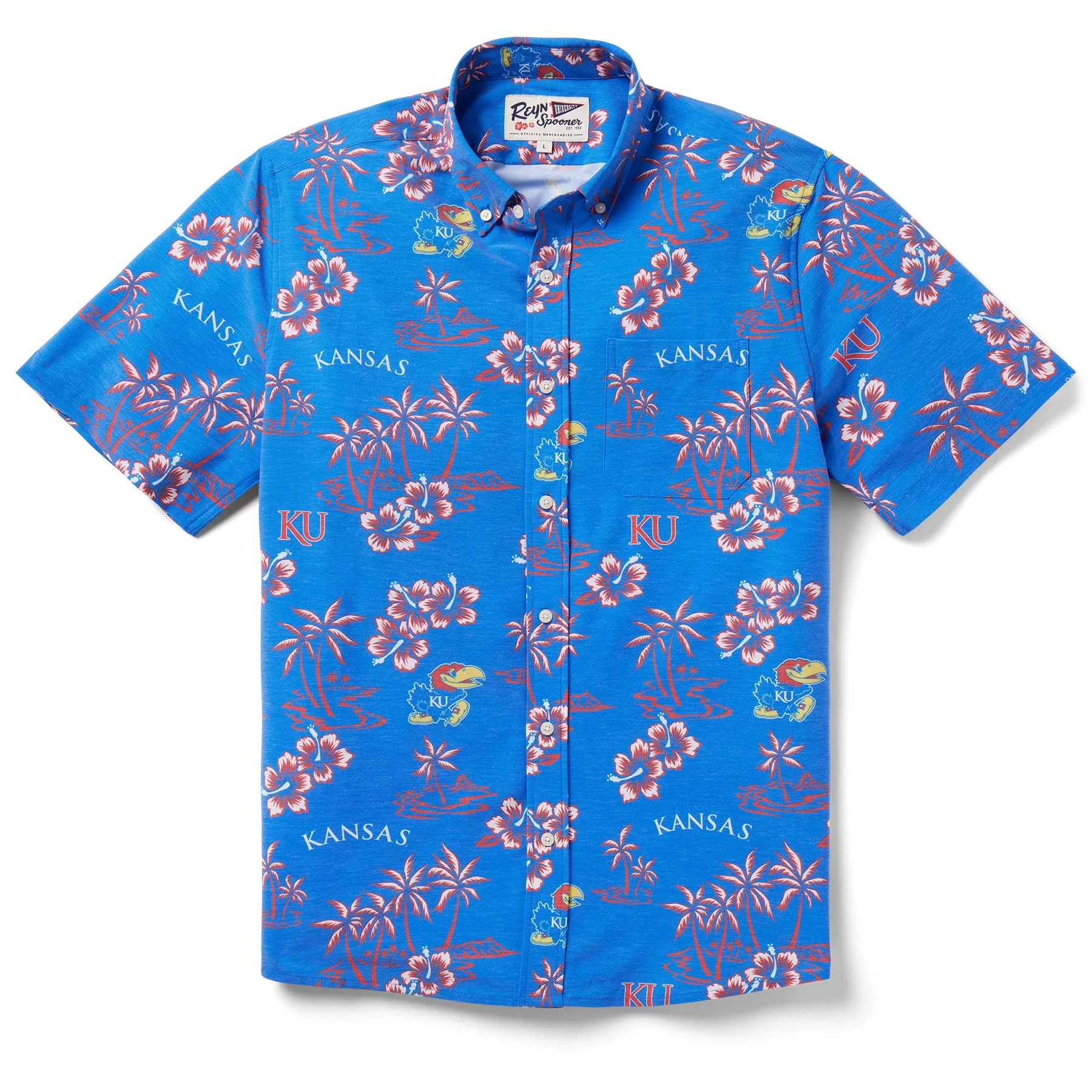 UNIVERSITY OF KANSAS GAME DAY PERFORMANCE BUTTON FRONT sold by Reyn Spooner