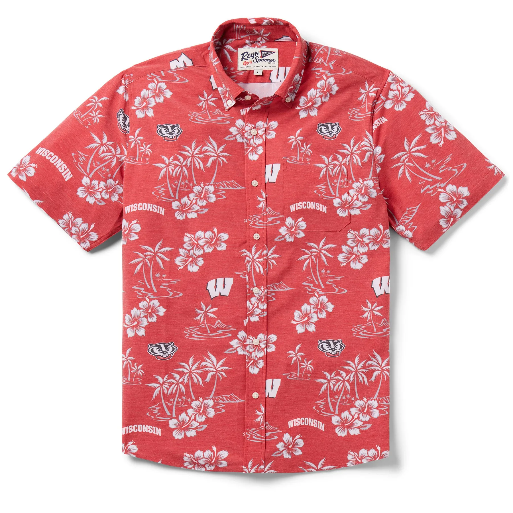 UNIVERSITY OF WISCONSIN GAME DAY PERFORMANCE BUTTON FRONT sold by Reyn Spooner