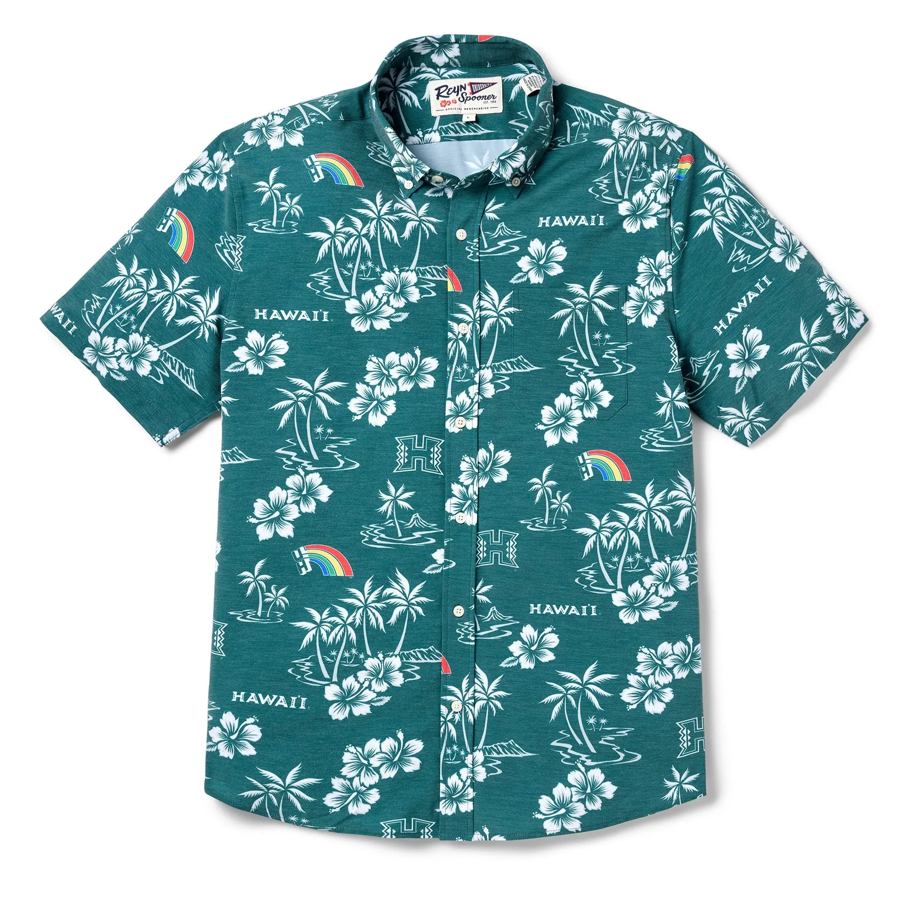 UNIVERSITY OF HAWAI'I GAME DAY PERFORMANCE BUTTON FRONT sold by Reyn Spooner