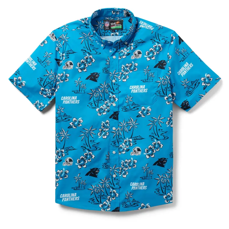 CAROLINA PANTHERS KEKAI PERFORMANCE BUTTON FRONT sold by Reyn Spooner